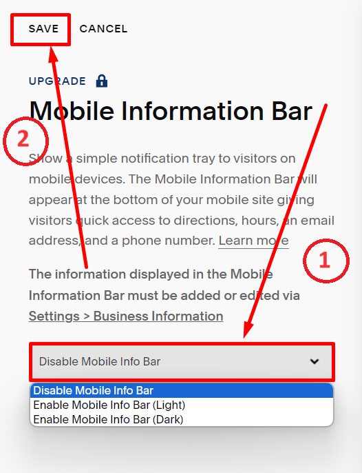 Disable Mobile Information Bar 04 Min