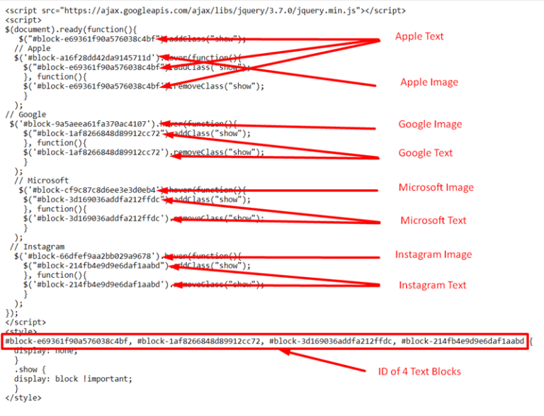 Hover Image Show Text (v2) – Summary Block