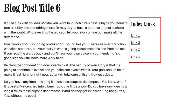 Individual Blog Post Sidebar